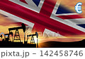 Crude oil pump mechanics demonstrate production activity amid rising energy market values. The clip provides context for European currency influences on trade. 142458746