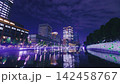 Night view of the moat of the Imperial Palace Outer Garden and the Marunouchi skyline in Tokyo. 142458767