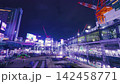 Night view of the redevelopment construction site in Shibuya, Tokyo. 142458771