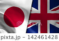 Japan vs United Kingdom Flag Waving Cloth Animation 142461428