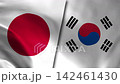 Japan vs South Korea Waving Flags Cloth Animation 142461430