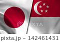 Japan vs Singapore Flag Waving Fabric Animation 142461431