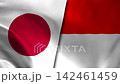 Japan vs Indonesia Flag Waving Fabric Motion Graphics 142461459