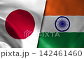 Japan vs India Waving Flags Fabric Motion Background 142461460