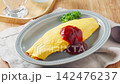 Simple omelet rice with ketchup Simple omelet rice with ketchup 142476237