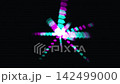 Vibrant glowing abstract neon lines creating a futuristic glitch effect on a dark screen. 142499000