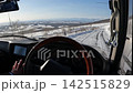 Dangerous snow-covered mountain pass 142515829