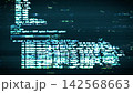 3D animation of PC monitor and keyboard, glitch screen, zoom out 142568663
