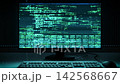 3D animation of PC monitor and keyboard, glitch screen, looping. 142568667
