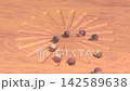 3DCG video of a wooden ball in linear motion that appears to be rotating, from an oblique viewpoint, looped from 141f to 240f. 142589638