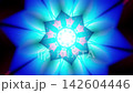 Neon kaleidoscope tunnel with magenta and cyan glow in seamless loop 142604446