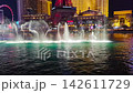 Powerful Bellagio Fountain Columns Surge Above Illuminated Lake 142611729
