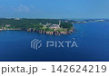福井県・東尋坊を空撮した柱状節理の絶景と日本海 142624219