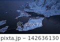 Aerial view of reine village in lofoten islands norway at dusk 142636130