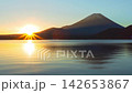 A time-lapse video of Mt. Fuji and the sunrise viewed from Lake Motosu (zoomed out) in Minobu Town, Yamanashi Prefecture. 142653867