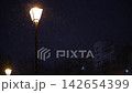 Silent Snowy Night. Quiet Winter Evening With Falling Snowflakes And Illuminated Surroundings 142654399