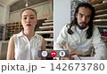 Two students communicate in an online class 142673780