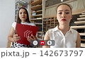 Students talk about schoolwork during online class 142673797