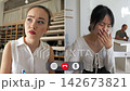 Students show different emotions during online calls with teachers 142673821