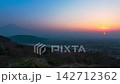 A time-lapse video of Mt. Fuji and the sunrise viewed from Iwabuchi (zoomed out) in Fuji City, Shizuoka Prefecture. 142712362