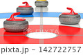 Curling granite stone sliding on ice sheet with brilliant shot animation - 3D animation 142722757