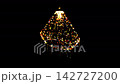 Elegant golden chandelier rotating in 3D on a dark background, creating a luxurious and sophisticated visual effect for decorative and architectural projects. 142727200