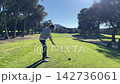 Mature Amateur Golfer Practicing His Swing on the Golf Course Mature Amateur Golfer Practicing His Swing on the Golf Course 142736061