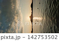 Aerial view of the sunset over Kabushima Island, a breeding ground for black-tailed gulls in Aomori Prefecture, in Hachinohe City. 142753502