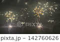 夜空に開く花火　海辺のマリーナに上がる打ち上げ花火　夏の風物詩 142760626