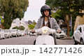 Travel, scooter and woman on motorcycle in city for commute, transport and journey in town. Traveling, motorbike and female person ride on vehicle for transportation, adventure and explore New York Travel, scooter and woman on motorcycle in city for commute, transport and journey in town. Traveling, motorbike and female person ride on vehicle for transportation, adventure and explore New York 142771426