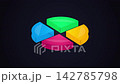 Pie Chart with Rotating Colorful 3d Segments on Dark Background 142785798