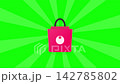 Shopping Bag Icon with Radiating Light Rays on Green Background 142785802