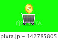 Shopping Cart with Rotating Percentage Gold Coin Green Screen 142785805