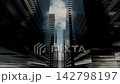 A virtual image of walking straight through a dark office district (3D animation) 142798197