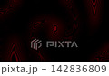 A dynamic abstract background featuring black and red swirling lines with concentric shapes and organic flow design 142836809