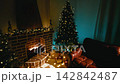 Home living room with christmas hormanent  142842487