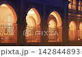 Bangunan Sultan Abdul Samad building facade with horseshoe arches in water mist from River of Life at Night 142844893