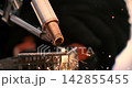 Laser welding machine. Shot on super slow motion camera 1000 fps. Laser welding is shown in close-up 142855455
