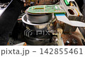 Video helical head vhs mechanism reading a video cassette VHS. 142855461