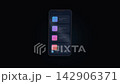 Smartphone App Interface Design with Glassmorphism Style and Colorful Gradient Icons on Dark Background 142906371