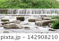 雨後大田河水位上升，河水湍急地流過堰壩。 142908210