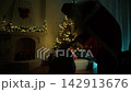 Silhouette Of Santa Claus Delivering Presents  142913676