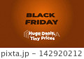 Animated Black Friday promotion video featuring Huge Deals Tiny Prices text on dark gold background loop motion graphic. 142920212
