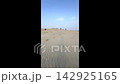 Sand dunes and vehicle tracks in desert landscape 142925165