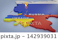 Drone strikes on Russian territory map 3D illustration concept 142939031