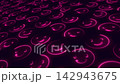 Abstract motion background with a repeating pattern of glowing pink neon smiley faces on a dark surface. This fun playful emoji animation is ideal for happiness, positivity, internet and social media  142943675