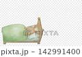 すやすや眠る愛らしい子うさぎのα付きループアニメーション。絵本風の水彩風フレーム。 142991400