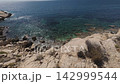 Explore the Costa Blanca coastline in Benidorm with views of the clear water and rocky shore 142999544