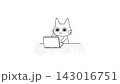 ノートパソコンでキーボード入力する白猫のシンプルなアニメーション 143016751