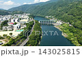 徳島県三好市・河川と可動堰の俯瞰空撮 徳島県三好市・河川と可動堰の俯瞰空撮 143025815